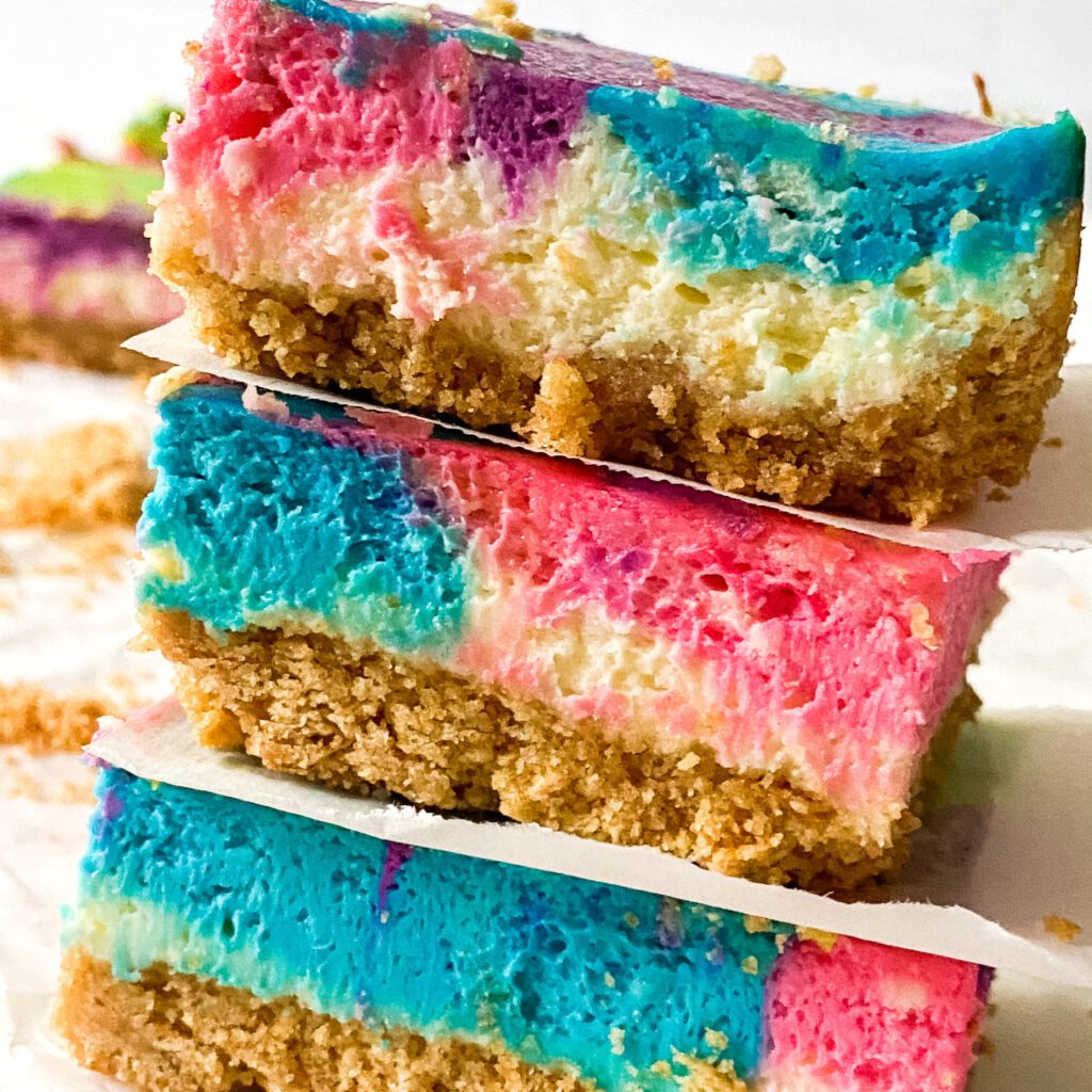rainbow cheesecake bars