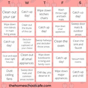 daily cleaning chart for 15 minute tasks